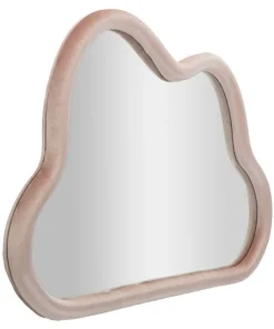 Miroir mural nuage en bois recouvert de tissu polyester rose