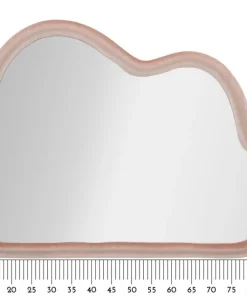 Miroir mural nuage en bois recouvert de tissu polyester rose