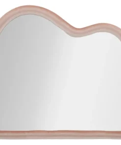 Miroir mural nuage en bois recouvert de tissu polyester rose