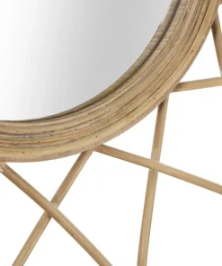 Miroir mural rond Almeria Rotin marron verre fer