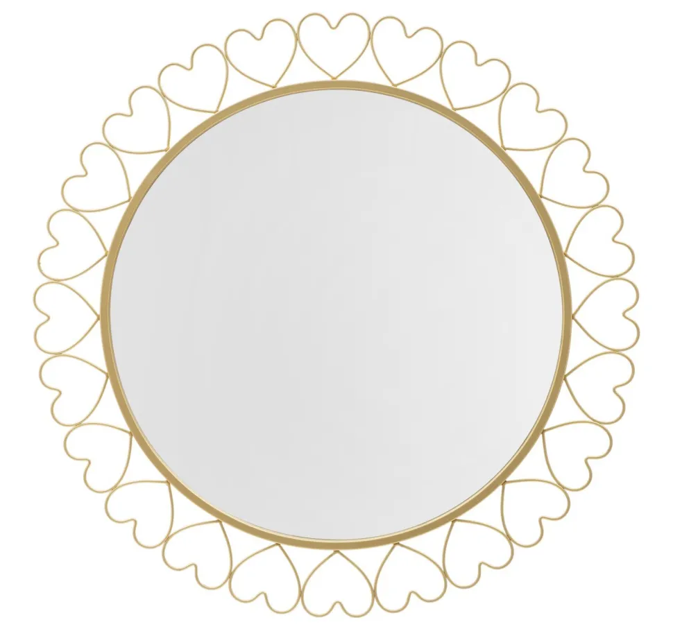 Miroir mural rond avec cadre en métal doré et verre
