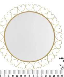 Miroir mural rond avec cadre en métal doré et verre