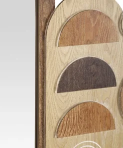 Miroir mural rond en M.D.F et verre multicolore