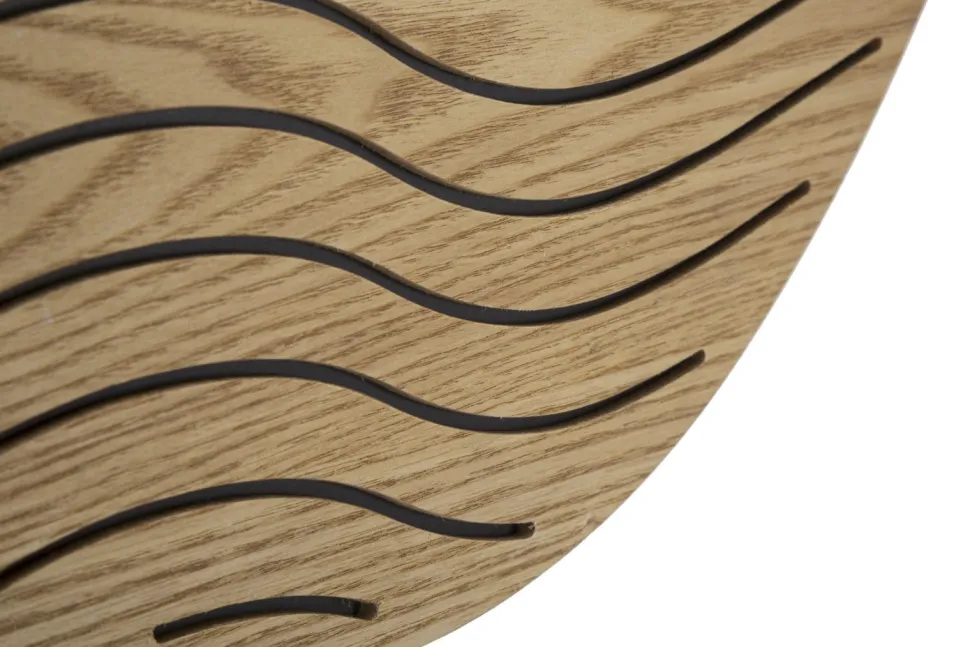 Miroir mural rond M.D.F et verre naturel décor en bois