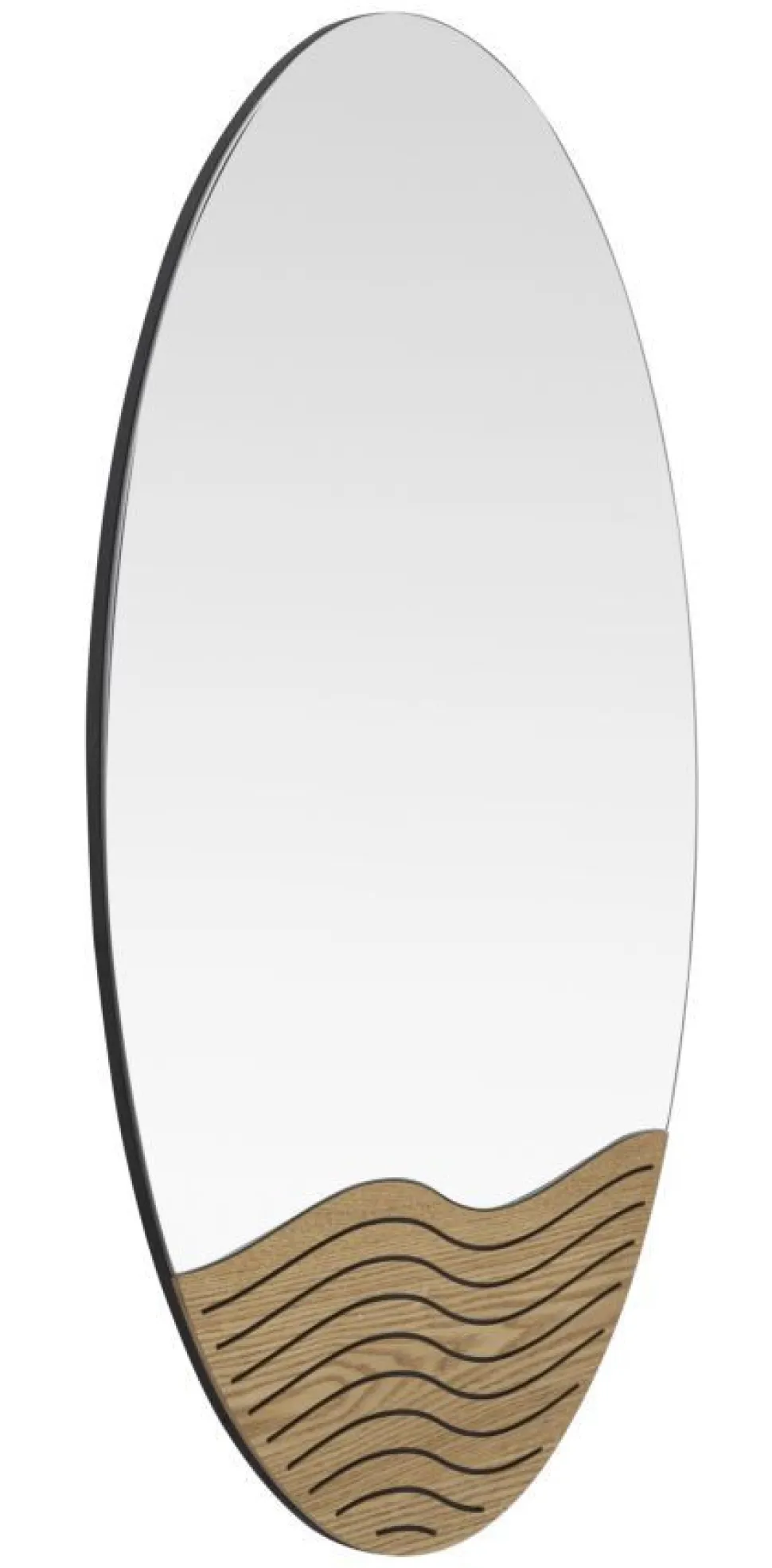 Miroir mural rond M.D.F et verre naturel décor en bois