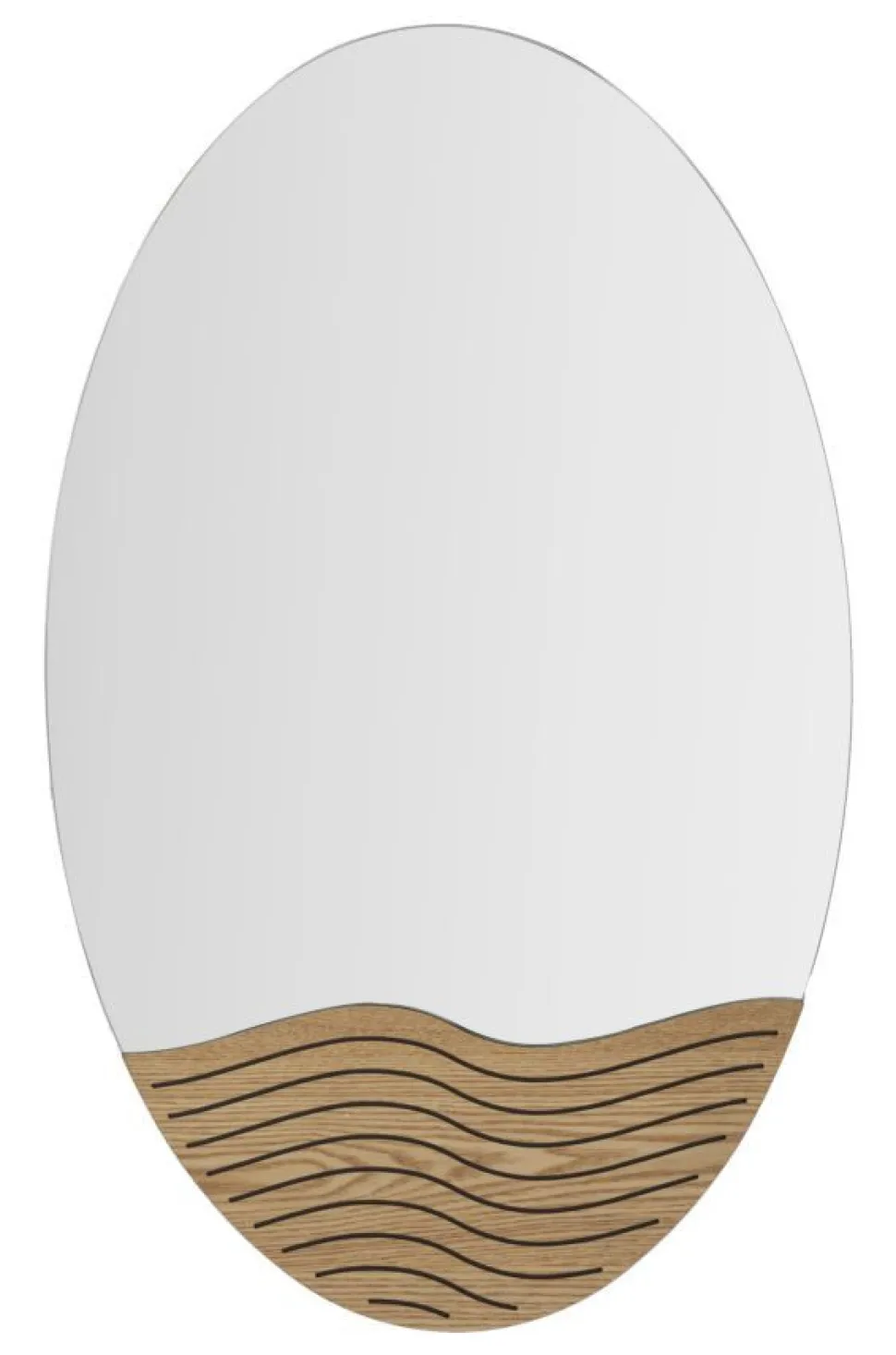 Miroir mural rond M.D.F et verre naturel décor en bois