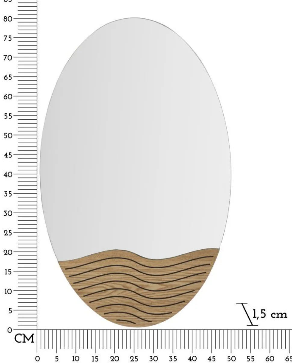 Miroir mural rond M.D.F et verre naturel décor en bois