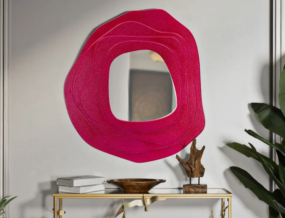 Miroir mural sinueux Dalia M.D.F. Fuchsia et Verre