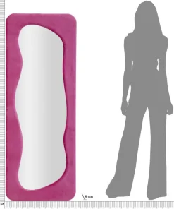Miroir mural Theodor cadre en bois Velours Fuchsia