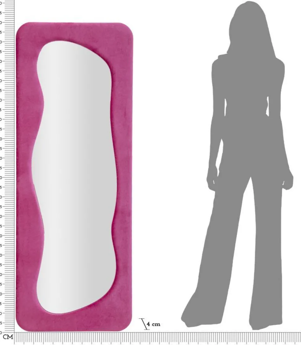 Miroir mural Theodor cadre en bois Velours Fuchsia