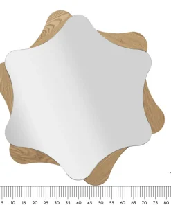 Miroir mural étoile M.D.F et verre bois naturel