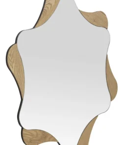 Miroir mural étoile M.D.F et verre bois naturel
