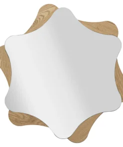 Miroir mural étoile M.D.F et verre bois naturel