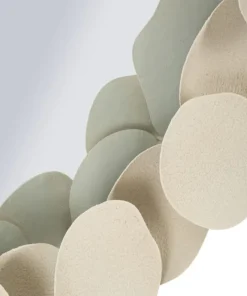 Miroir rond Dune cadre effet pierre beige