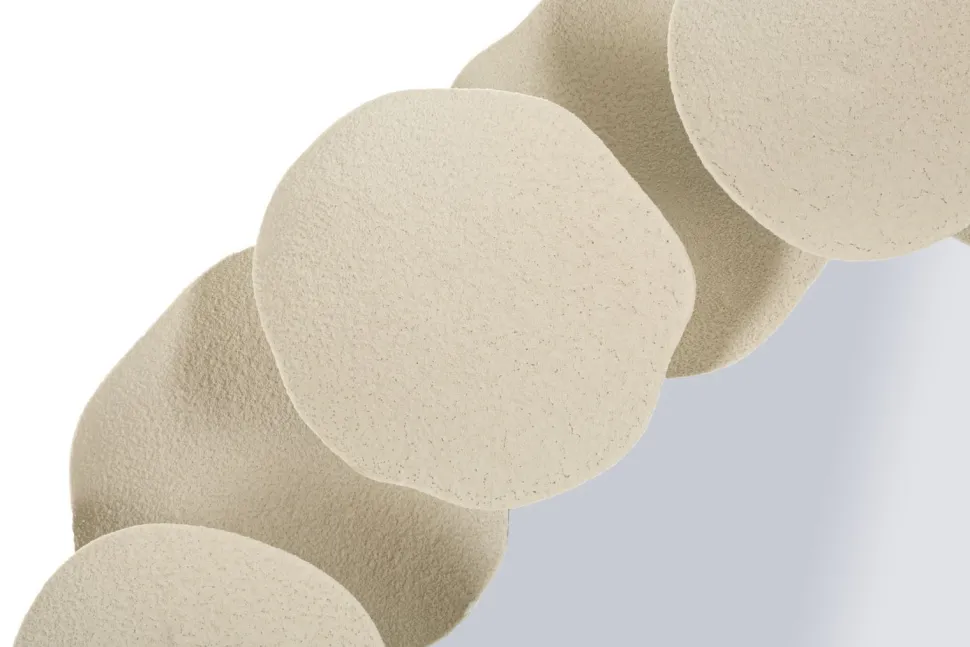 Miroir rond Dune cadre effet pierre beige