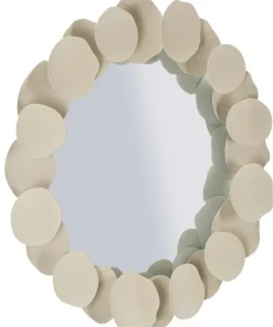 Miroir rond Dune cadre effet pierre beige