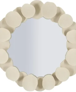Miroir rond Dune cadre effet pierre beige