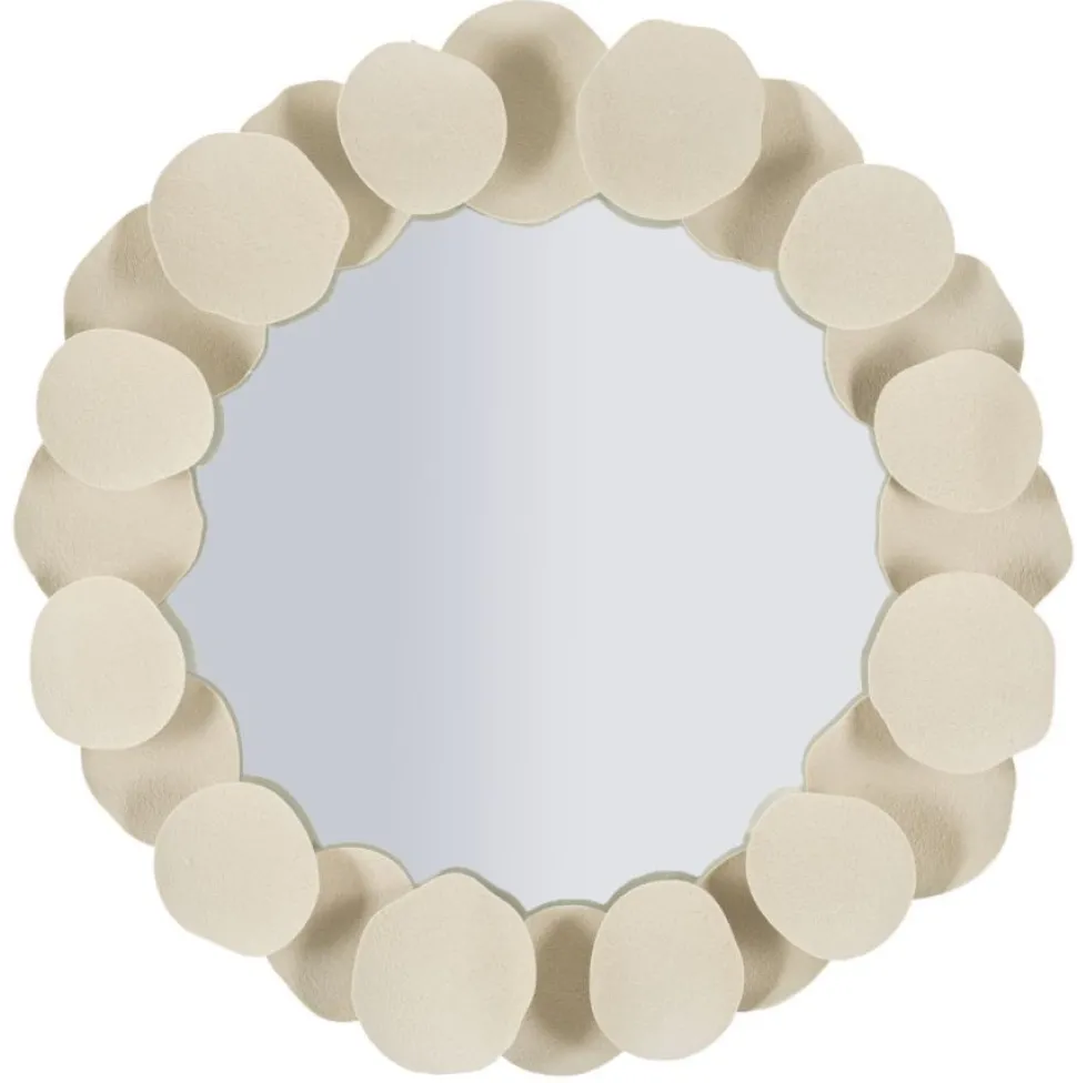 Miroir rond Dune cadre effet pierre beige