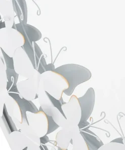 Miroir rond métal blanc décor papillons dorés