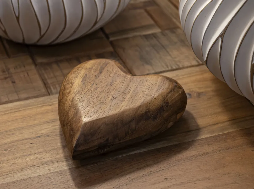 Objet décoratif Cœur en teck recyclé marron