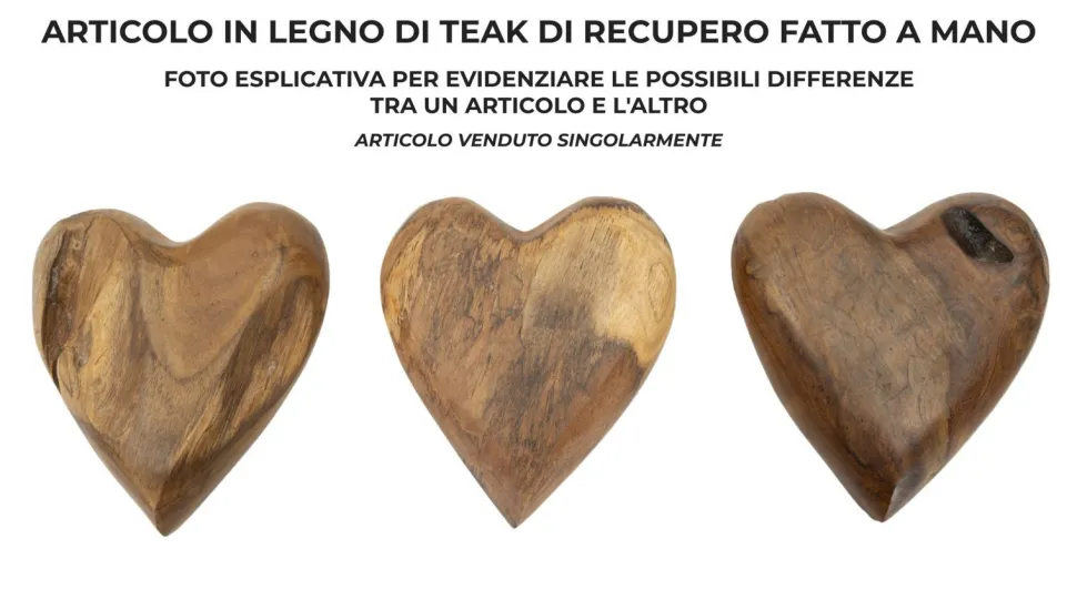 Objet décoratif Cœur en teck recyclé marron