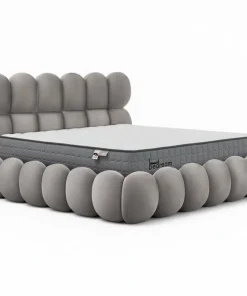 Pack Lit-coffre design boule Bilbola + Matelas Bedream 160x200cm Velours Gris