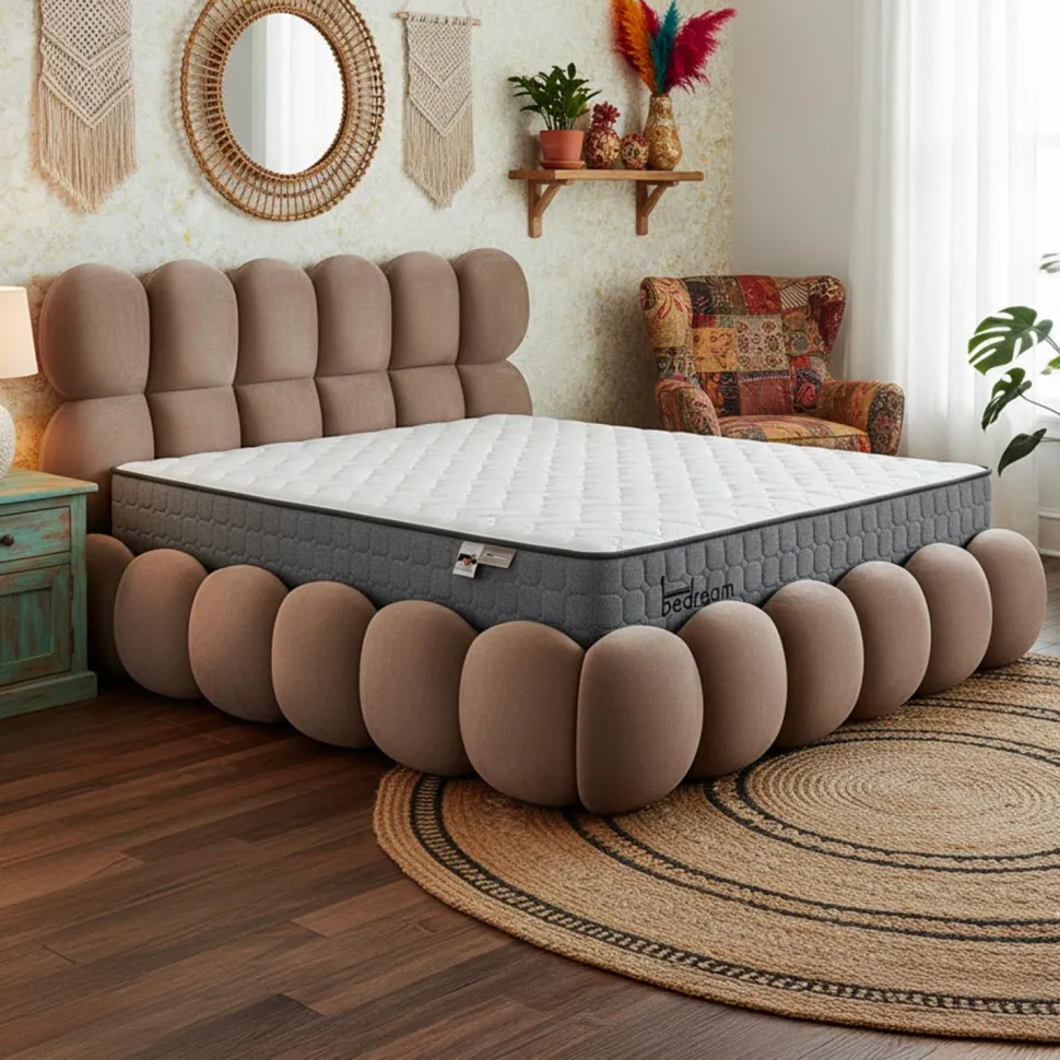 Pack Lit-coffre design boule Bilbola + Matelas Bedream 160x200cm Velours Taupe
