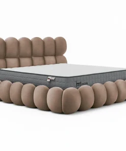 Pack Lit-coffre design boule Bilbola + Matelas Bedream 160x200cm Velours Taupe