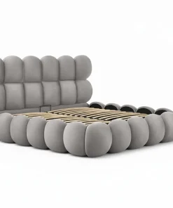 Pack Lit-coffre design boule Bilbola + Matelas Bedream 180x200cm Velours Gris