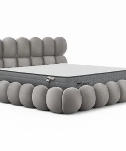 Pack Lit-coffre design boule Bilbola + Matelas Bedream 180x200cm Velours Gris