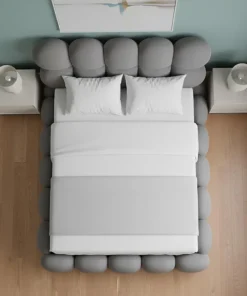 Pack Lit-coffre design boule Bilbola + Matelas Bedream 140x190cm Velours Gris