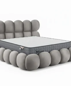 Pack Lit-coffre design boule Bilbola + Matelas Bedream 140x190cm Velours Gris