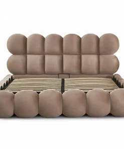 Pack Lit-coffre design boule Bilbola + Matelas Bedream 180x200cm Velours Taupe