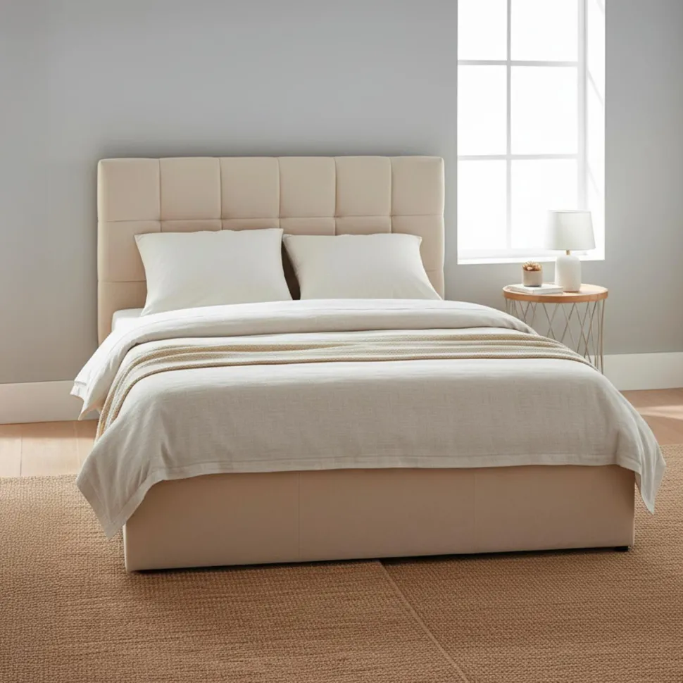 Pack Lit-coffre Luftani + Matelas Bedream 140x190cm Velours Beige