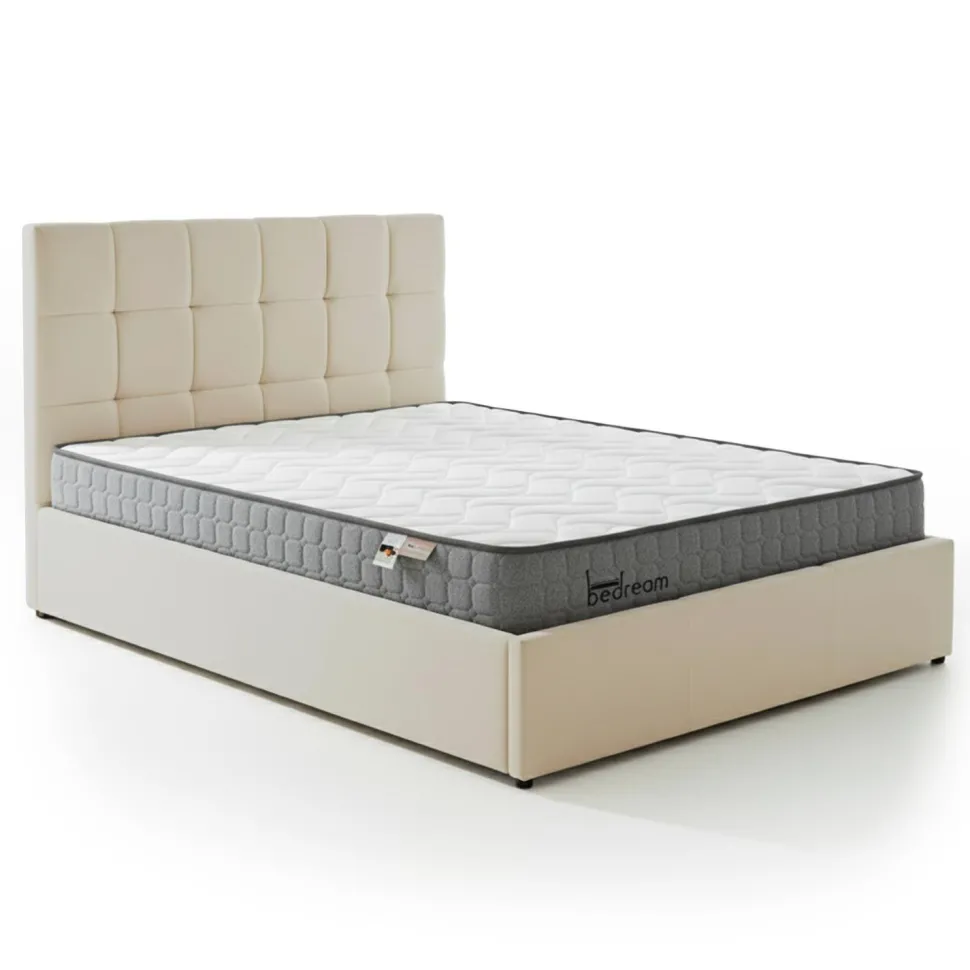 Pack Lit-coffre Luftani + Matelas Bedream 140x190cm Velours Beige