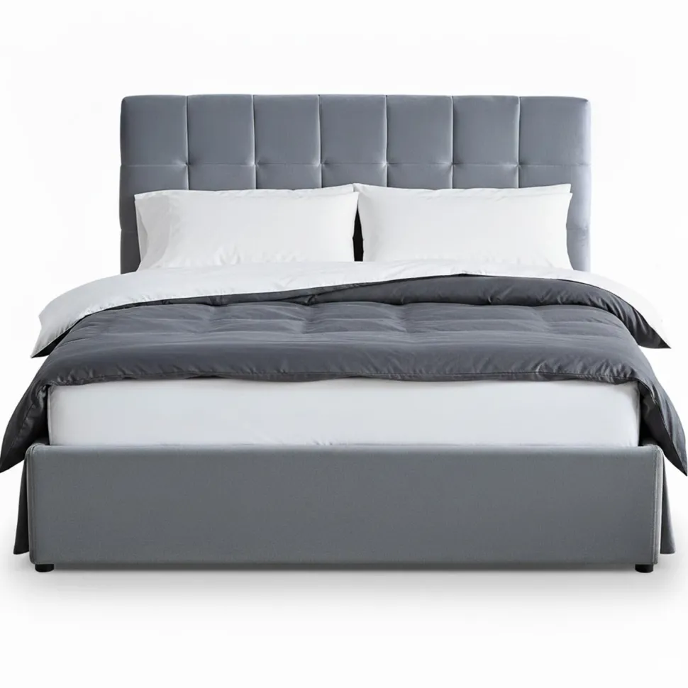 Pack Lit-coffre Luftani + Matelas Bedream 160x200cm Velours Argent