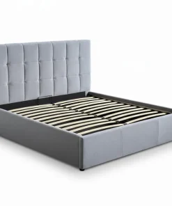 Pack Lit-coffre Luftani + Matelas Bedream 160x200cm Velours Argent