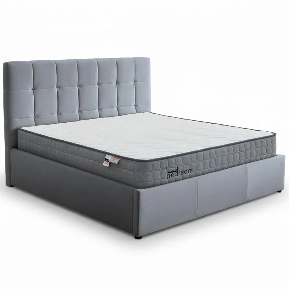 Pack Lit-coffre Luftani + Matelas Bedream 160x200cm Velours Argent
