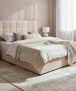 Pack Lit-coffre Luftani + Matelas Bedream 160x200cm Velours Beige