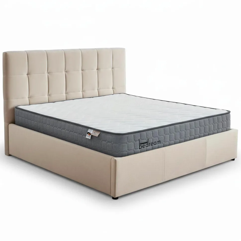 Pack Lit-coffre Luftani + Matelas Bedream 160x200cm Velours Beige