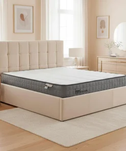 Pack Lit-coffre Luftani + Matelas Bedream 160x200cm Velours Beige