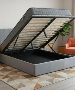 Pack Lit-coffre Magorial + Matelas Bedream 160x200cm Velours Gris