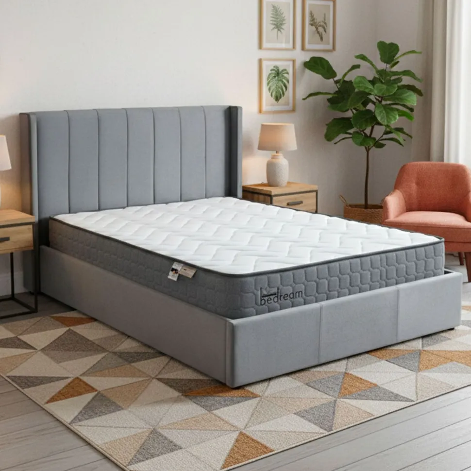 Pack Lit-coffre Magorial + Matelas Bedream 160x200cm Velours Gris