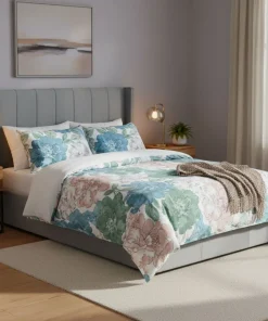 Pack Lit-coffre Magorial + Matelas Bedream 160x200cm Velours Gris