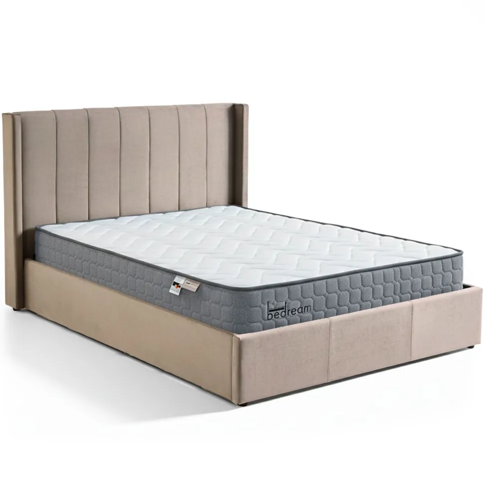 Pack Lit-coffre Magorial + Matelas Bedream 160x200cm Velours Taupe