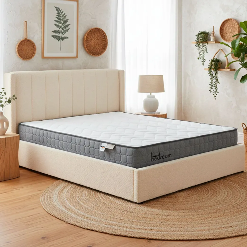 Pack Lit-coffre Magorial + Matelas Bedream 180x200cm Tissu bouclette Crème