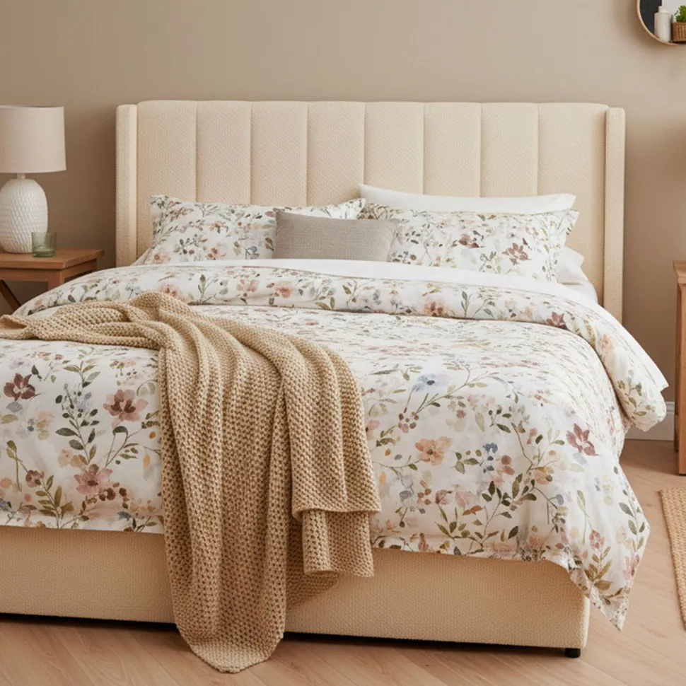 Pack Lit-coffre Magorial + Matelas Bedream 180x200cm Tissu bouclette Crème