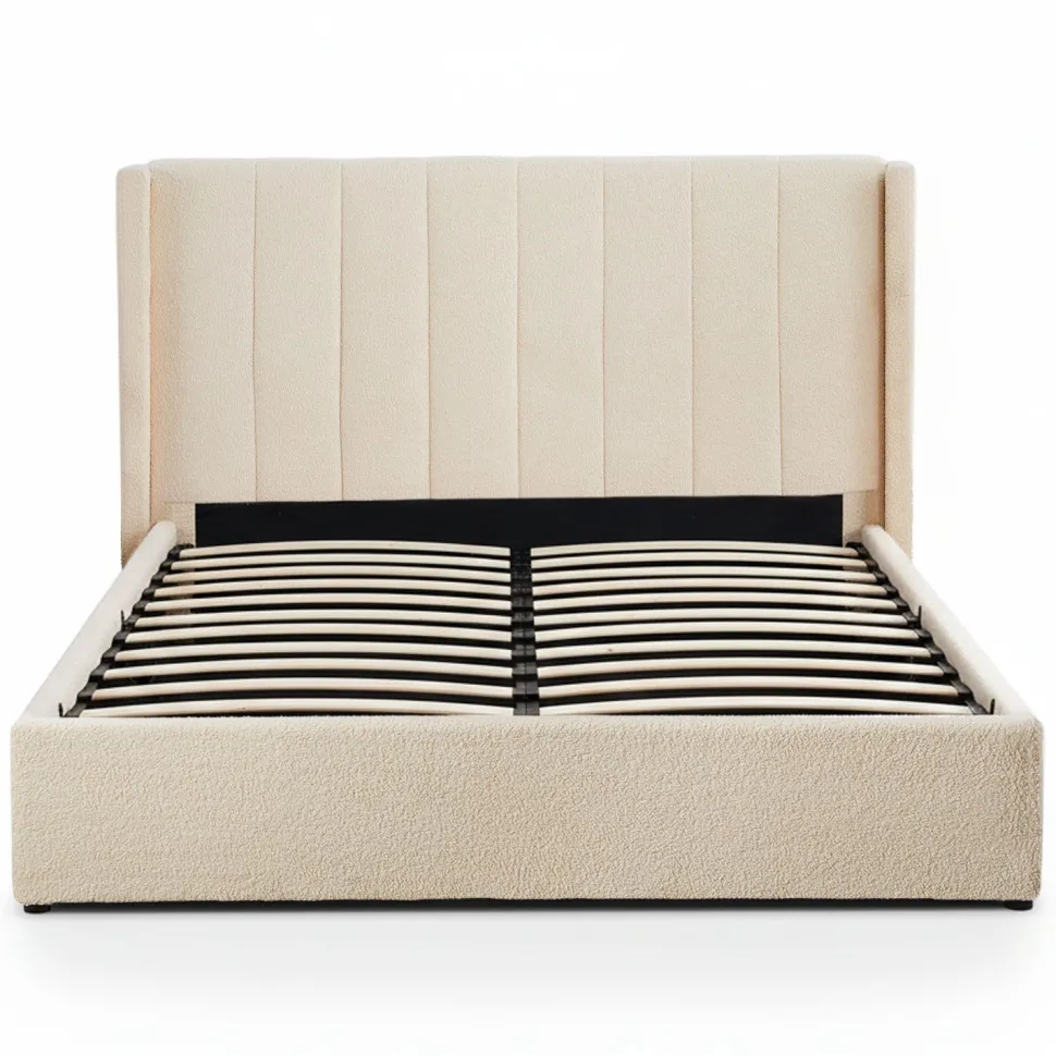 Pack Lit-coffre Magorial + Matelas Bedream 180x200cm Tissu bouclette Crème