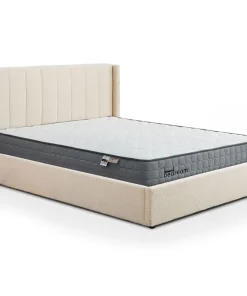 Pack Lit-coffre Magorial + Matelas Bedream 180x200cm Tissu bouclette Crème