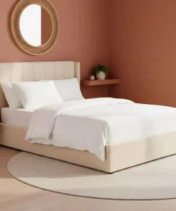 Pack Lit-coffre Magorial + Matelas Bedream 160x200cm Tissu bouclette Crème